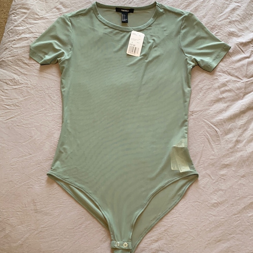 Forever 21 mesh bodysuit, green, small, never worn
